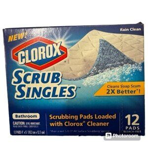 2 x Clorox Scrub Singles Bathroom Scrubbing Loaded Rain Clean 12 Pads ~ Open Box